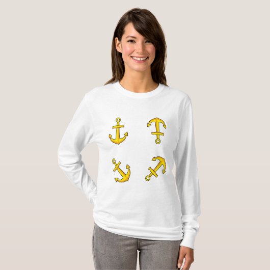 Cartoon Golden Boat Anchor Set T-shirt (Voorkant volledig)