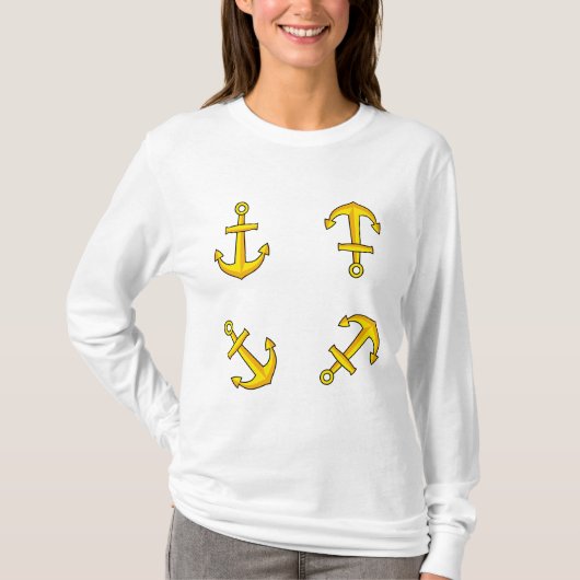 Cartoon Golden Boat Anchor Set T-shirt (Voorkant)