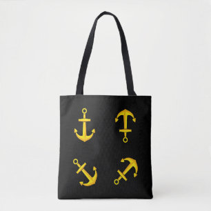 Cartoon Golden Boat Anchor Set Tote Bag