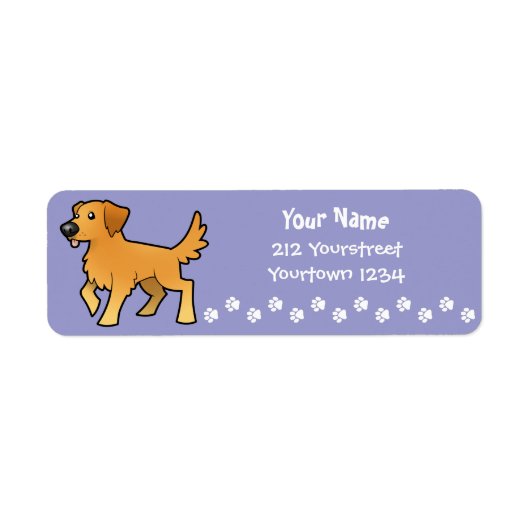 Cartoon Golden Retriever Etiket (Voorkant)