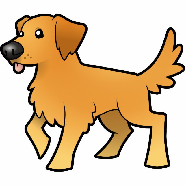 Cartoon Golden Retriever Fotobeeldje Magneet (Voorkant)
