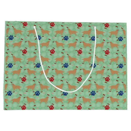 Cartoon Golden Retriever Large Cadeautasje (Achterkant)