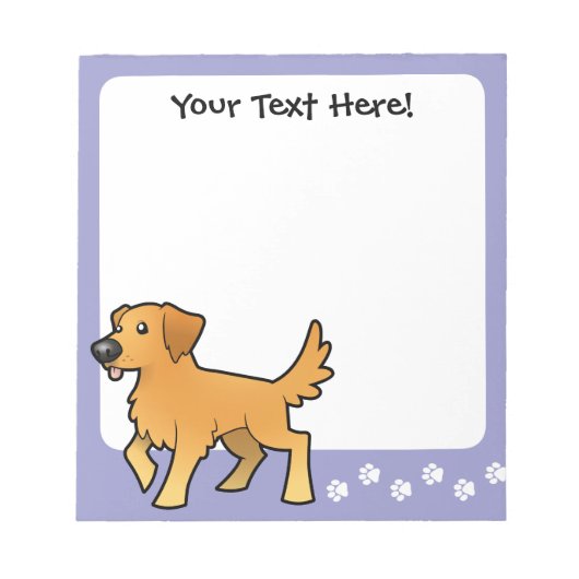 Cartoon Golden Retriever Notitieblok (Voorkant)