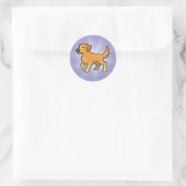 Cartoon Golden Retriever Ronde Sticker (Tas)