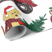 Cartoon Goldendoles Red Kerstmis Truck Cadeaupapier (Rol Hoek)