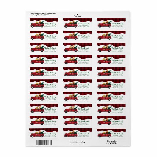 Cartoon Goldendoles Red Kerstmis Truck Etiket (Full Sheet)