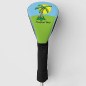 Cartoon Golf Hoesje palmboom Golfheadcover (Voorkant)