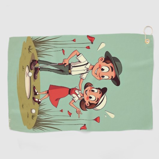 Cartoon Golfbaan Golfhanddoek (Horizontaal)