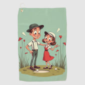 Cartoon Golfbaan Golfhanddoek (Voorkant)