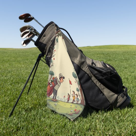 Cartoon golfbaan golfhanddoek (Groen)