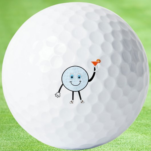 Cartoon golfbal met Oranje Martini cocktail Golfballen