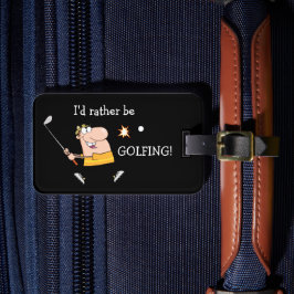 Cartoon Golfer Bagagelabel