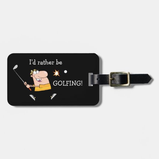 Cartoon Golfer Bagagelabel (Voorkant horizontaal)