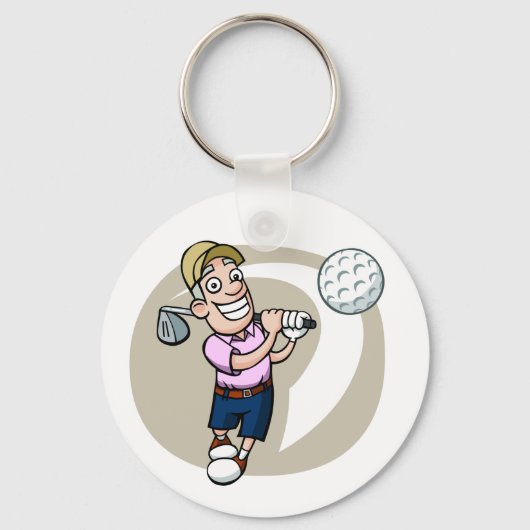 Cartoon Golfer Sleutelhanger (Voorkant)