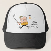 Cartoon Golfer Vaderdag Pet (Voorkant)