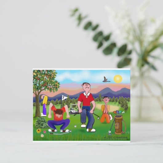 Cartoon Golfers - Voor de liefde van golf Briefkaart (Staand voorkant)