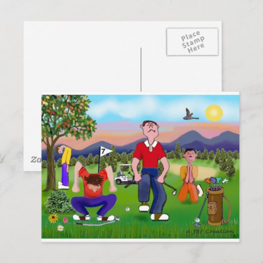 Cartoon Golfers - Voor de liefde van golf Briefkaart (Voorkant / Achterkant)