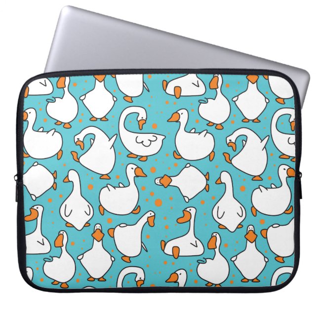 Cartoon Goose Grappig  Illustratie Laptop Sleeve (Voorkant)