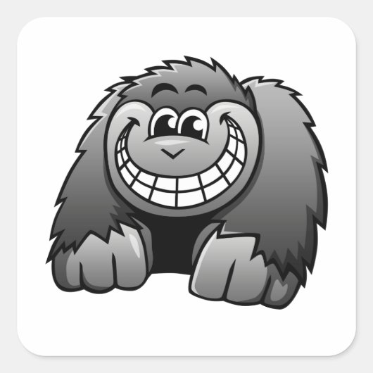 Cartoon Gorilla Vierkante Sticker (Voorkant)
