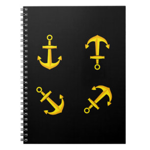 Cartoon Gouden Anker Set Notitieboek