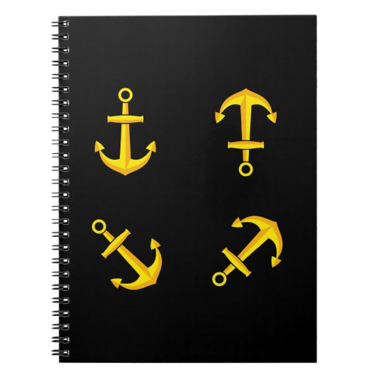 Cartoon Gouden Anker Set Notitieboek (Voorkant)