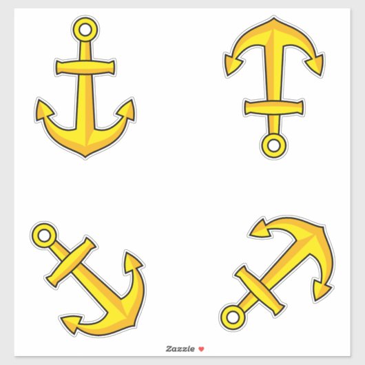 Cartoon Gouden Anker Set Sticker (Vel)