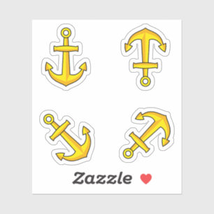 Cartoon Gouden Anker Set Sticker