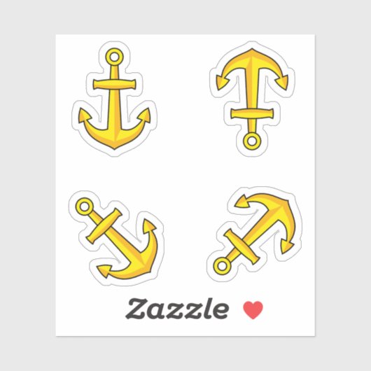 Cartoon Gouden Anker Set Sticker (Vel)