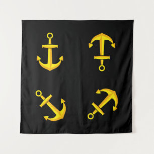 Cartoon Gouden Anker Set Wandkleed
