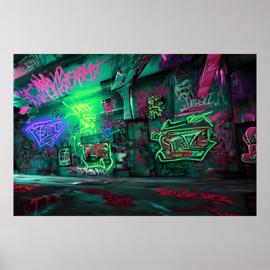 Cartoon Graffiti Art - Actie ondernemen met kleurr Poster (Voorkant)