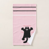 #cartoon #grappig # kat gooit kussen bad handdoek (Handdoek)