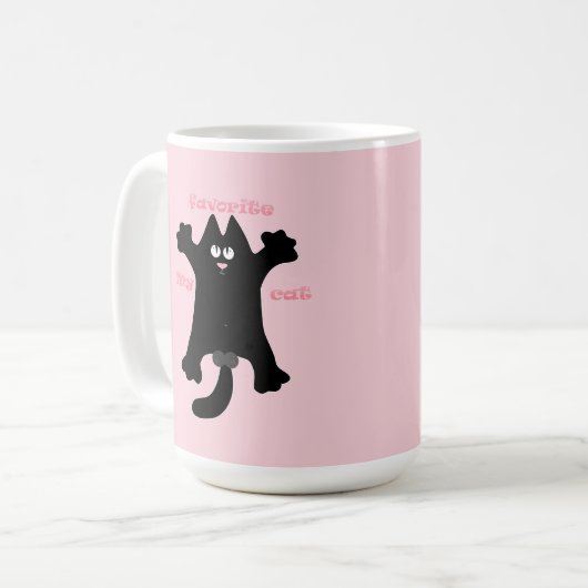 #cartoon #grappig # kat gooit kussen koffiemok (Voorkant links)