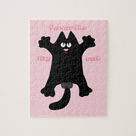 #cartoon #grappig # kat gooit kussen legpuzzel (Verticaal)
