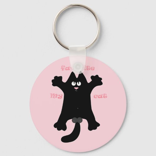 #cartoon #grappig # kat gooit kussen sleutelhanger (Voorkant)