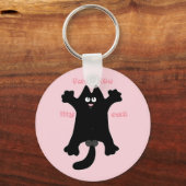 #cartoon #grappig # kat gooit kussen sleutelhanger (Voorkant)