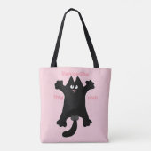 #cartoon #grappig # kat gooit kussen tote bag (Achterkant)