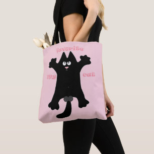 #cartoon #grappig # kat gooit kussen tote bag