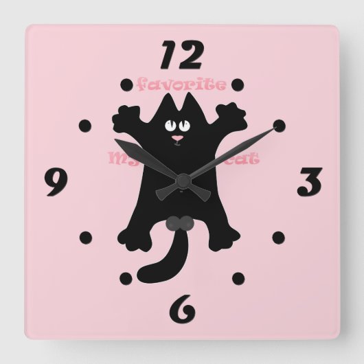 #cartoon #grappig # kat gooit kussen vierkante klok (Voorkant)