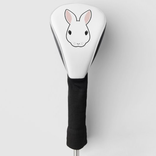 Cartoon grappig konijnengezicht icoon hoofd golfheadcover (Voorkant)