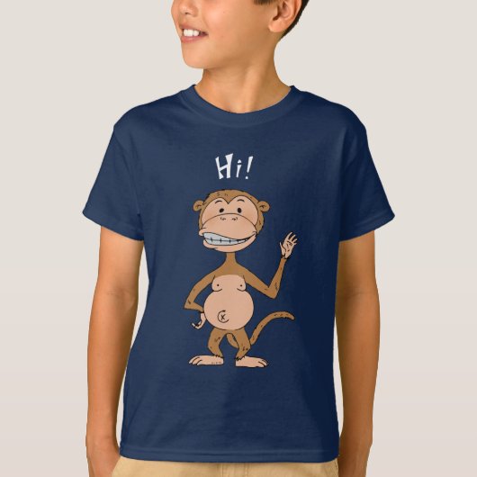 Cartoon grappige aap (Hoi! en dag!) T-shirt (Voorkant)
