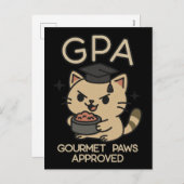 Cartoon Grappige Geleerde Kat Tonijn Pootjes Feestdagenkaart (Voorkant / Achterkant)