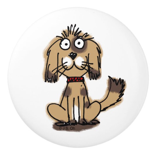 cartoon grappige hond keramische knop (Voorkant)