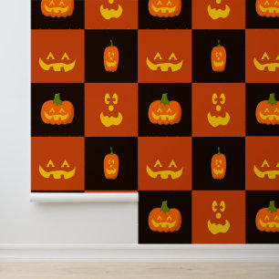 Cartoon Grappige Pompoen Gezichten Halloween Patro Behang