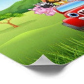 Cartoon grappige safari-dieren poster (Hoek)