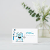 Cartoon Grappige tandenborstel met tandenborstel Visitekaartje (Staand voorkant)