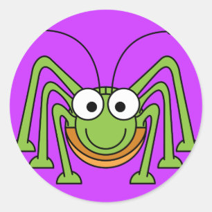 Cartoon Grasshopper Ronde Sticker