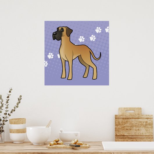 Cartoon Great Dane Poster (Keuken)