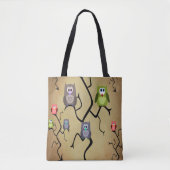 Cartoon Great Horned Owls Tote Bag (Voorkant)