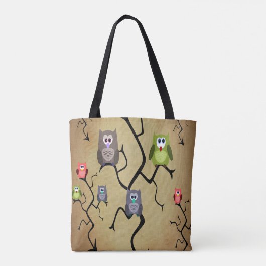 Cartoon Great Horned Owls Tote Bag (Achterkant)