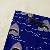 Cartoon Great White Shark Ocean Waves Surfer Strandlaken (In situ)